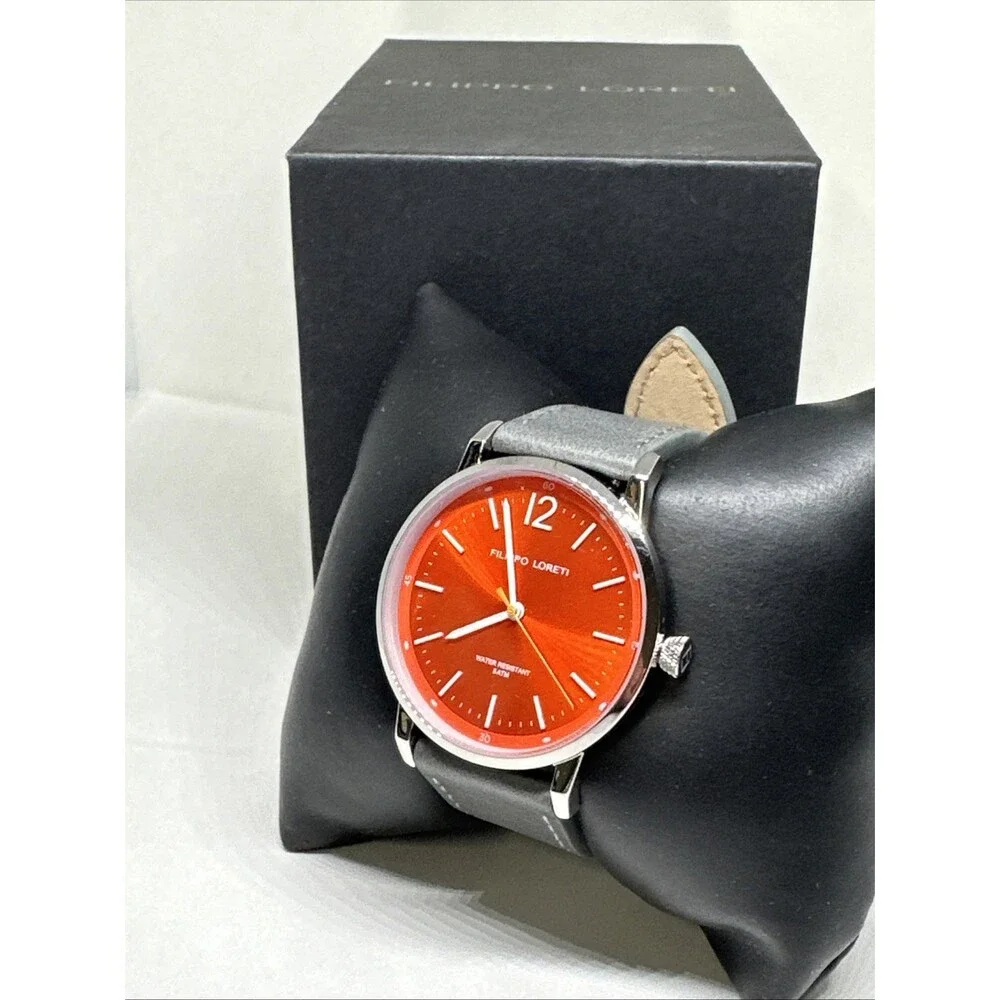 Filippo Loreti Unisex Gray Leather Straps Analog Dial Quartz Wrist Watch NSD34